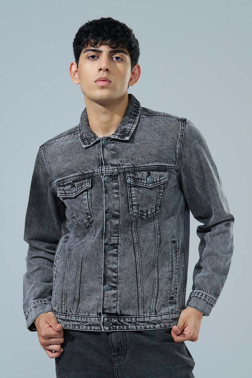 Charcoal Regular Fit Jacket for Men - Image 2