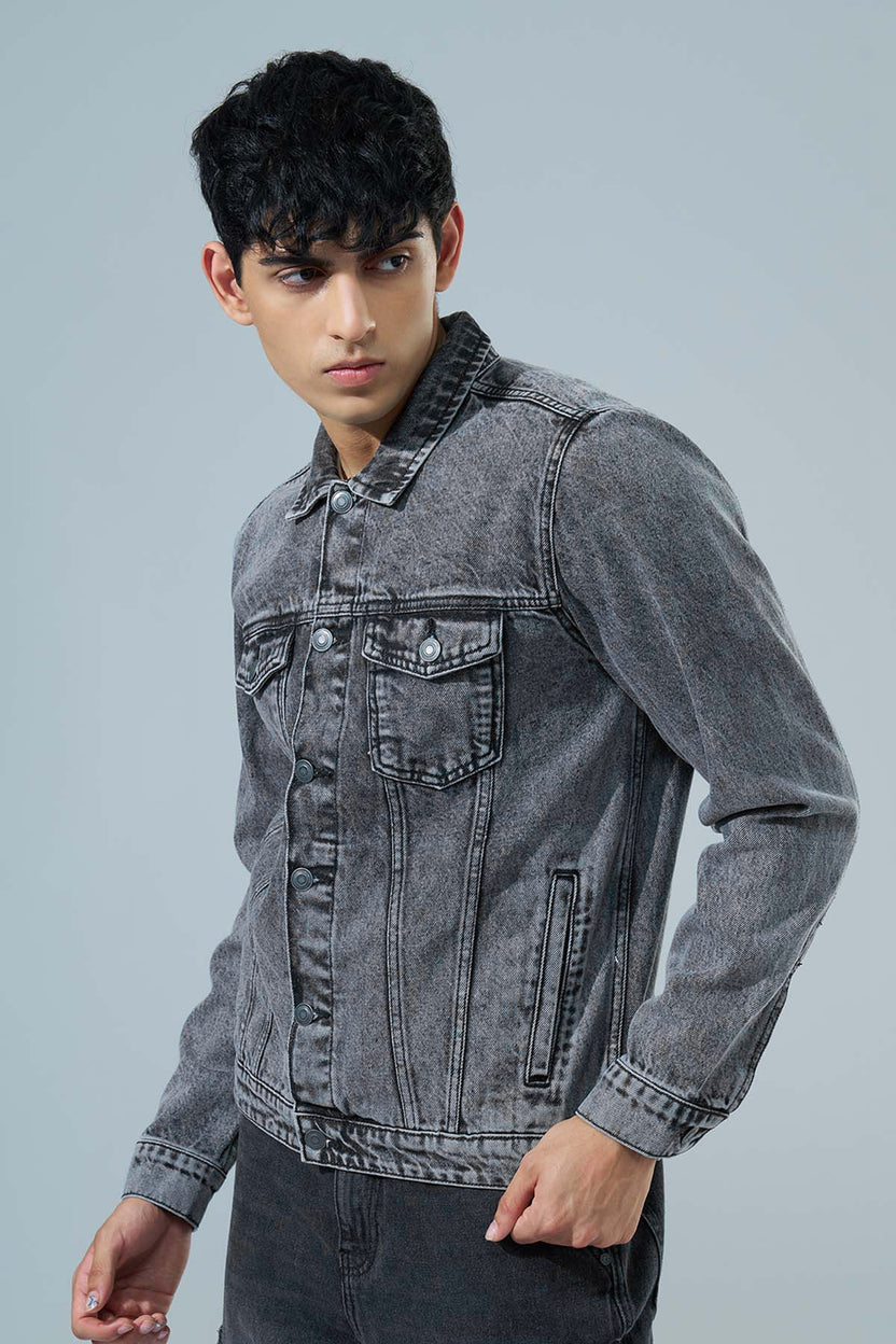 Charcoal Regular Fit Jacket for Men - Image 4