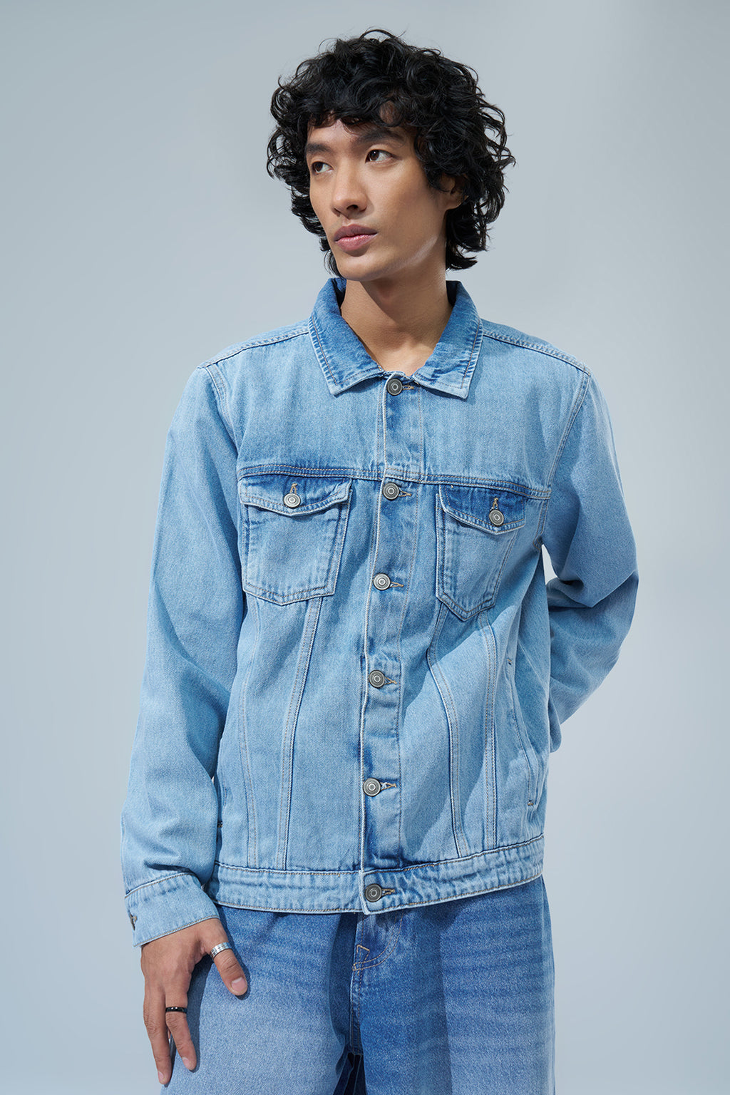 Indigo Denim Regular Fit Jacket for Men - Image 3