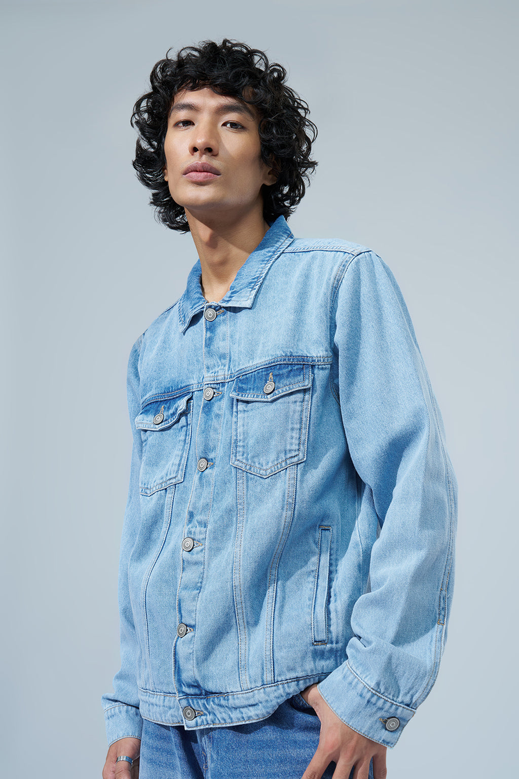 Indigo Denim Regular Fit Jacket for Men - Image 4