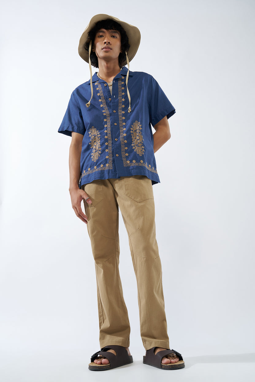Beige Solid Regular Fit Trouser For Men - Image 6