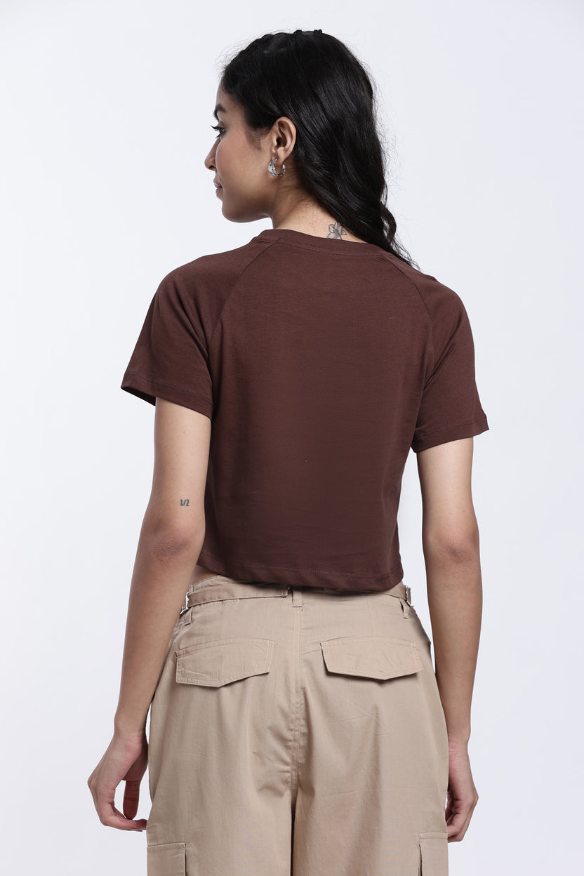 Chocolate Raglan Sleeves Boxy Fit T-Shirt For Women - Image 5