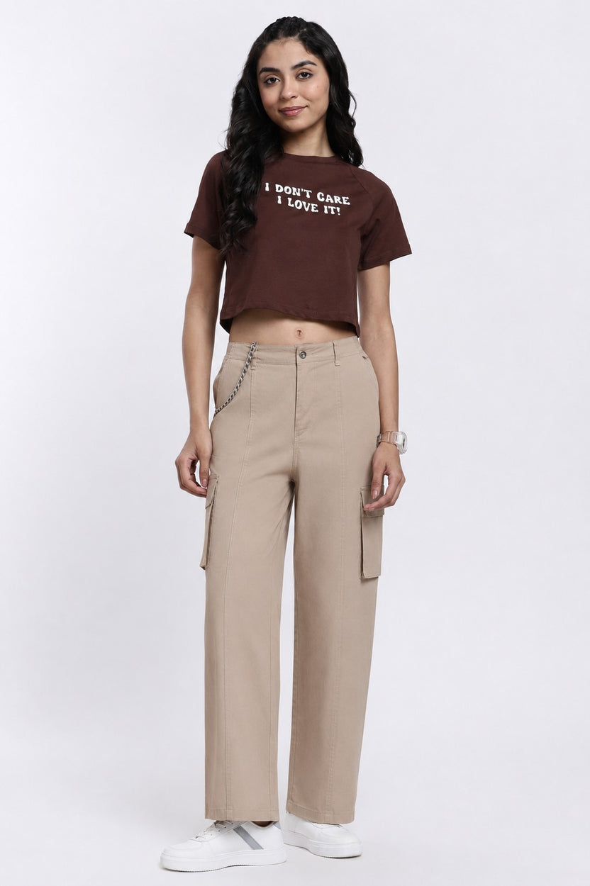 Chocolate Raglan Sleeves Boxy Fit T-Shirt For Women - Image 6