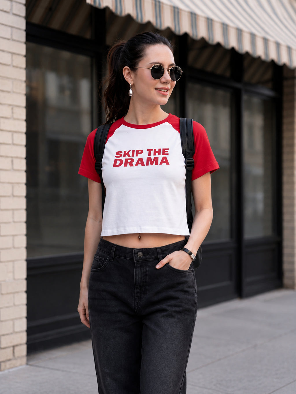 Red Typographic Regular Fit T-Shirt for Women - Image 1