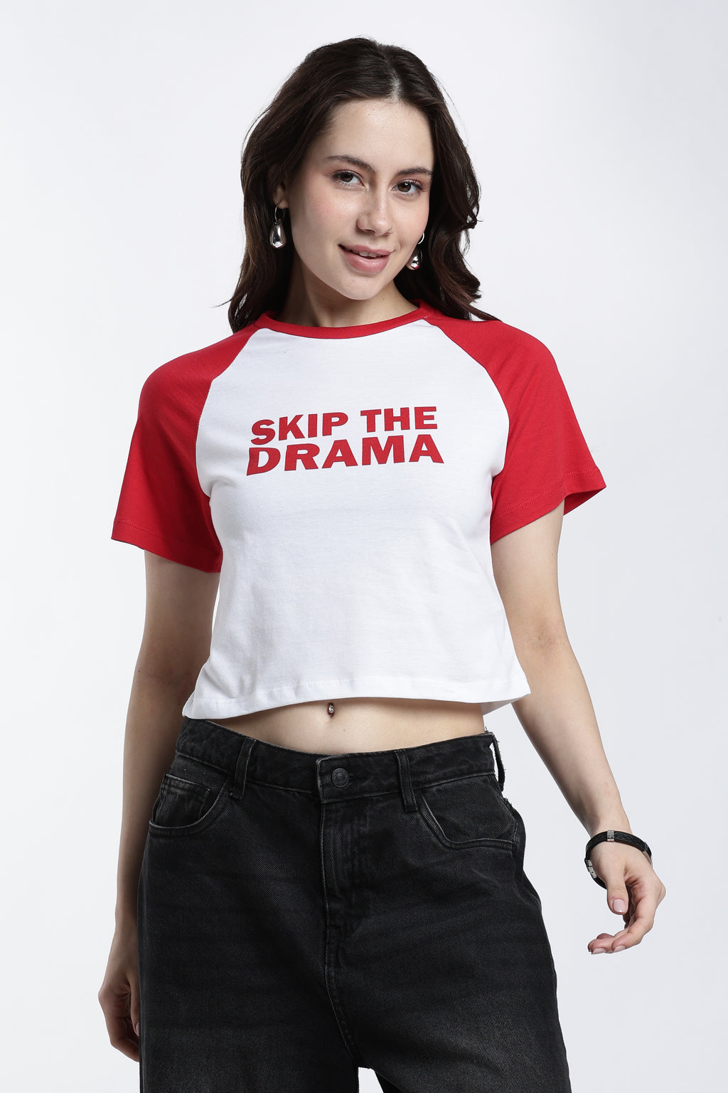 Red Typographic Regular Fit T-Shirt for Women - Image 2