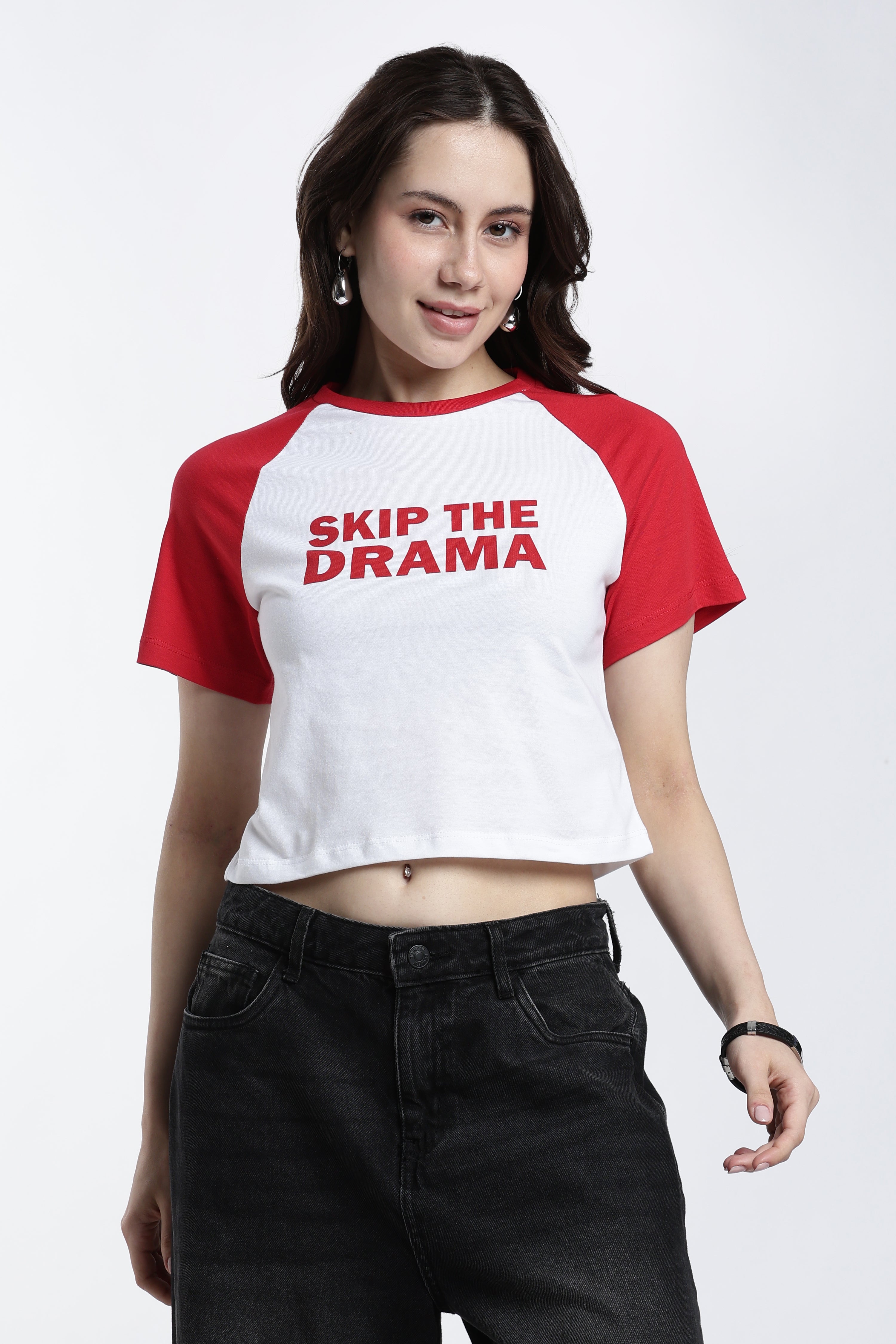 Red Typographic Regular Fit T-Shirt for Women - Image 2