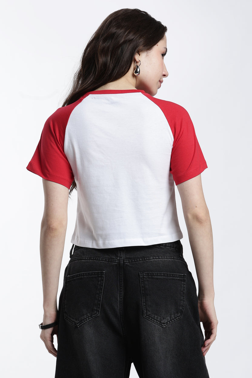 Red Typographic Regular Fit T-Shirt For Women - Image 5