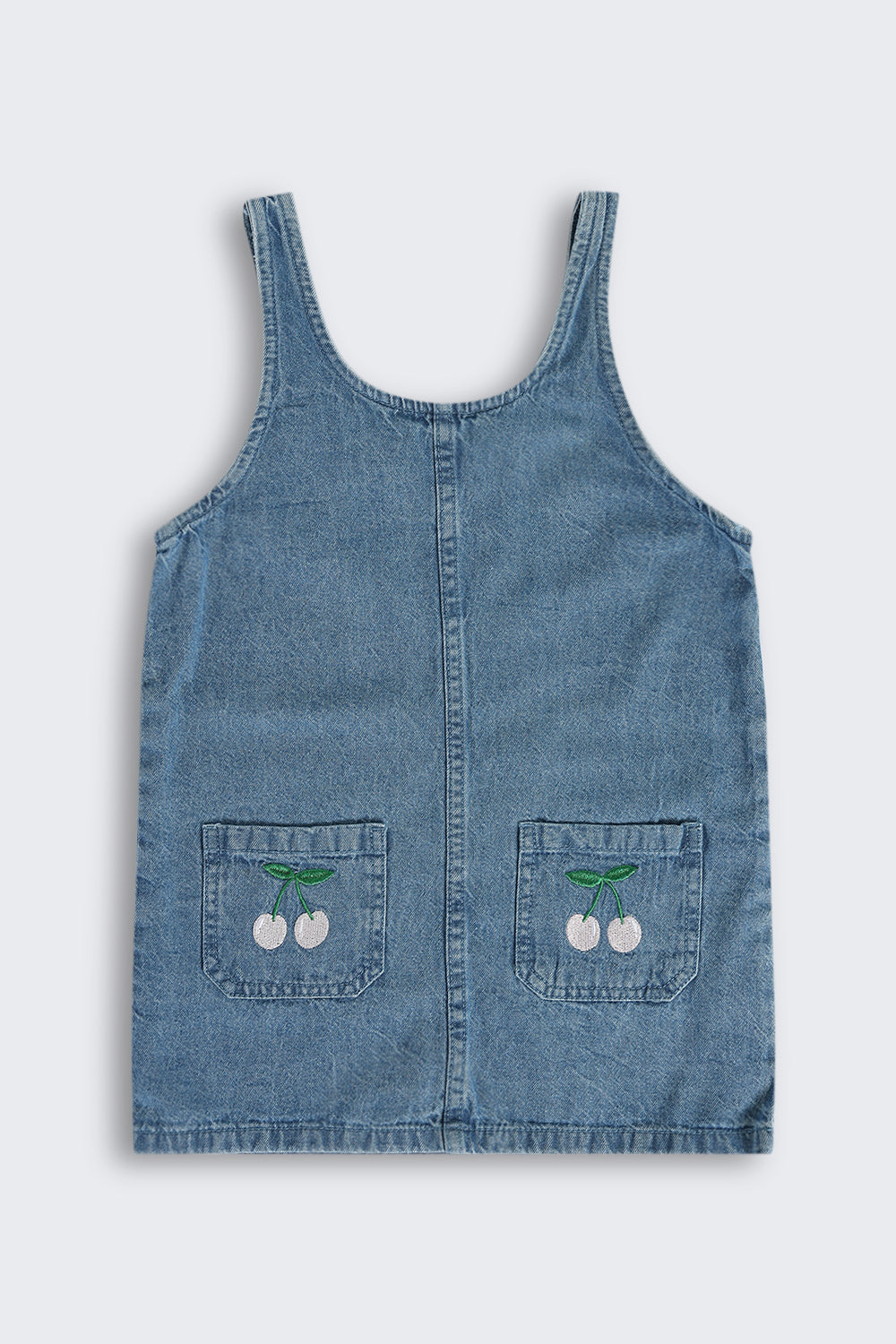 Blue Embroidered Cotton Dungaree With T-Shirt for Girls - Image 4