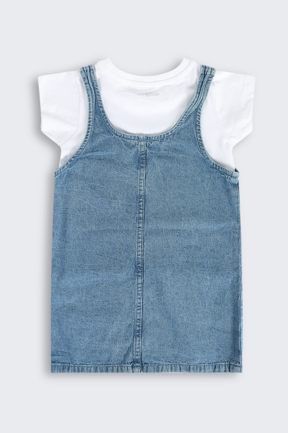 Blue Embroidered Cotton Dungaree With T-Shirt for Girls - Image 5