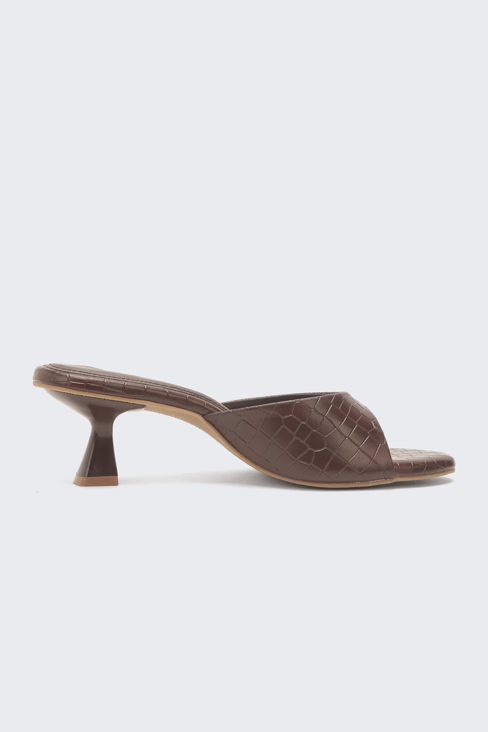 Brown Textured Heels for Women - Image 2