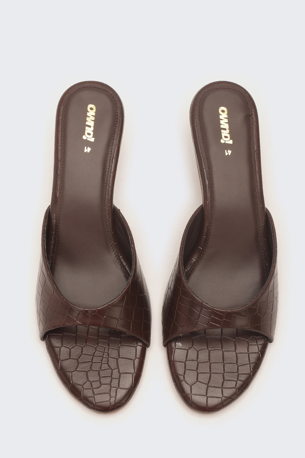 Brown Textured Heels for Women - Image 4