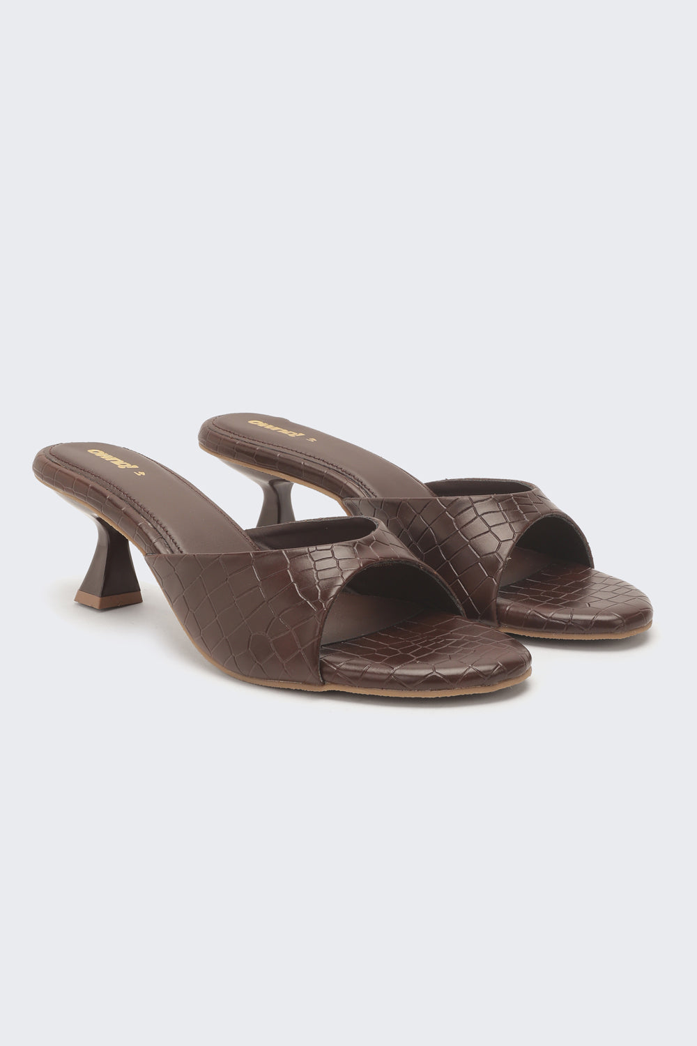 Brown Textured Heels for Women - Image 5
