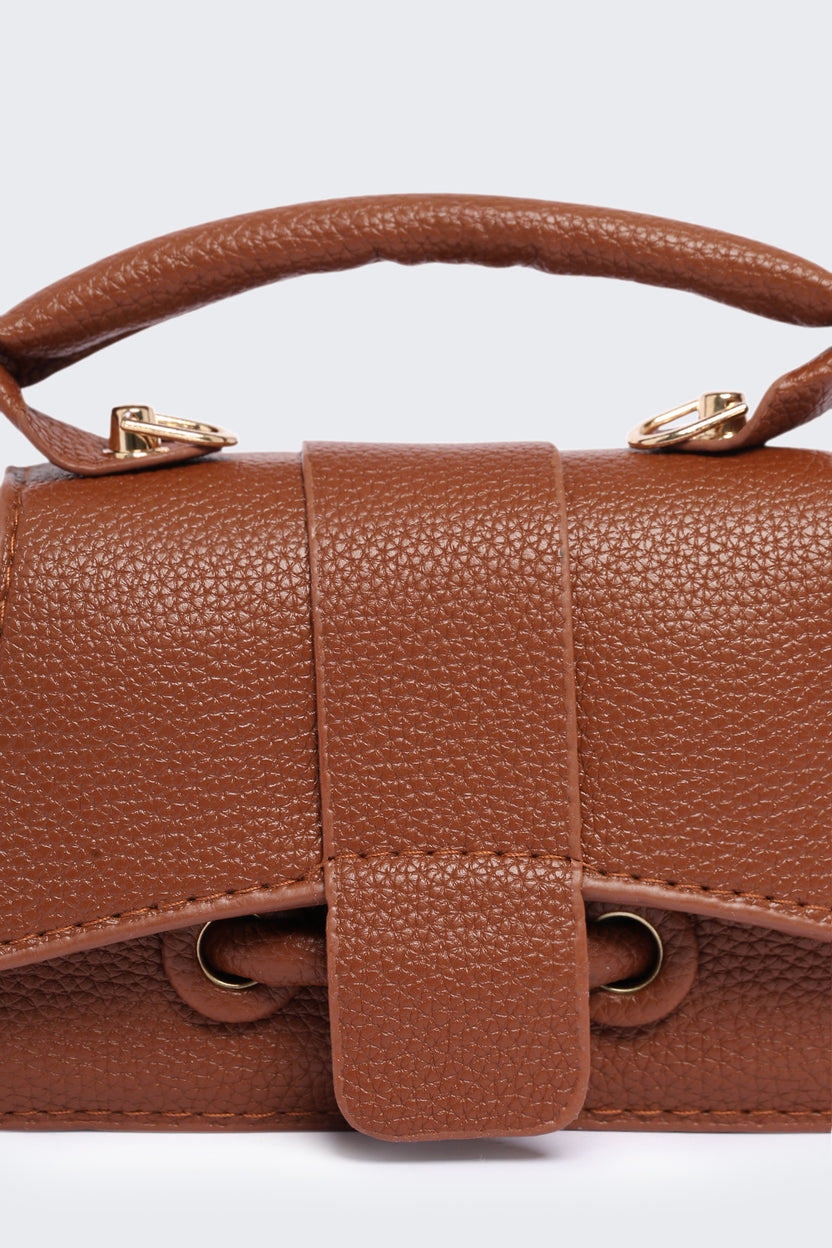 Brown Textured Mini Handbag for Women - Image 3