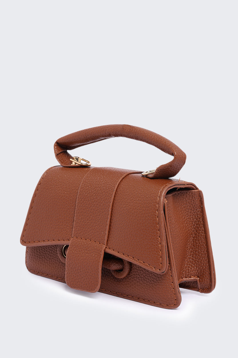 Brown Textured Mini Handbag for Women - Image 5