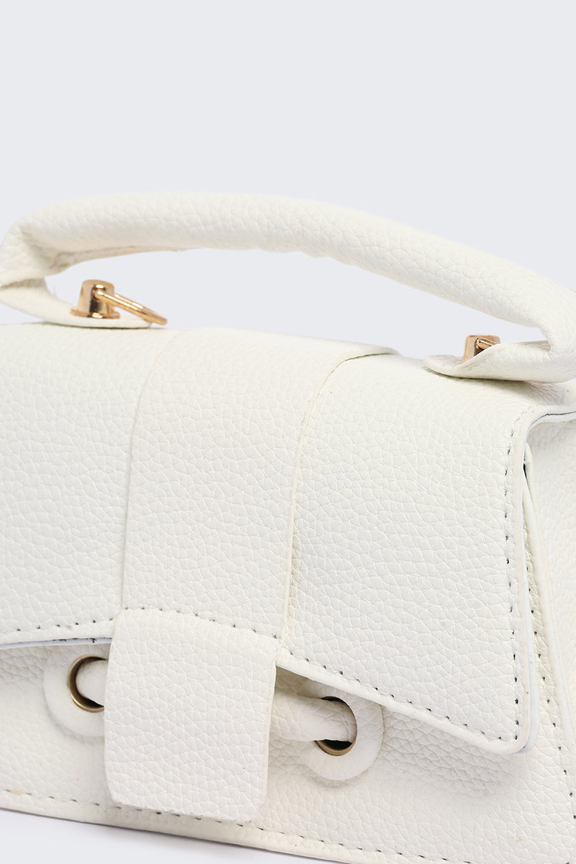 Minimal off White Textured Mini Handbag for Women - Image 3