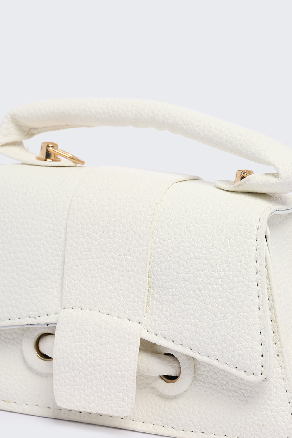 Minimal off White Textured Mini Handbag for Women - Image 3