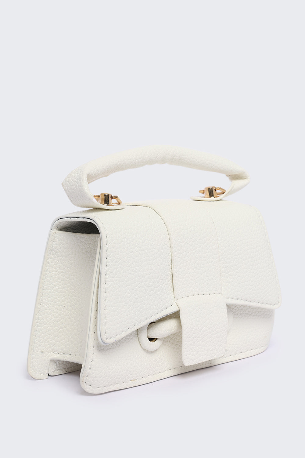 Minimal off White Textured Mini Handbag for Women - Image 4