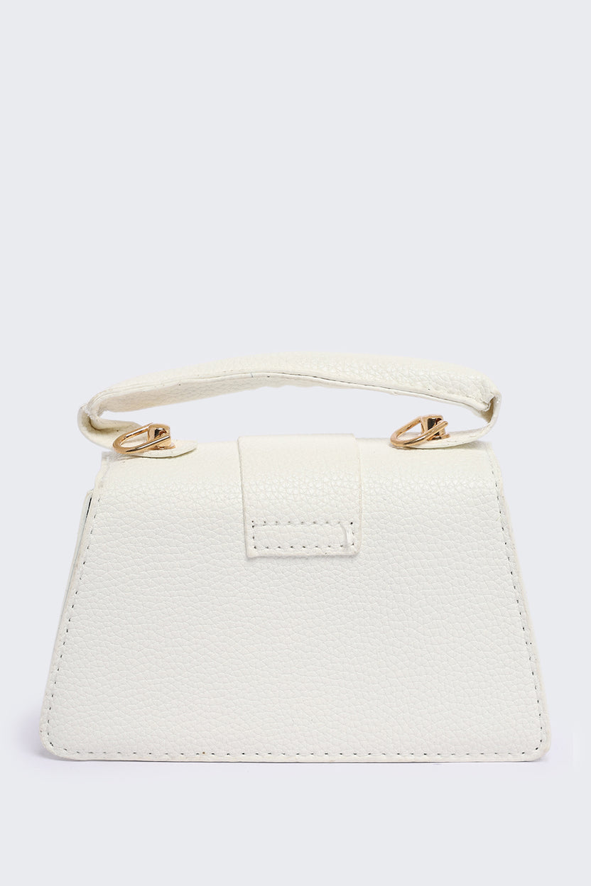 Minimal off White Textured Mini Handbag for Women - Image 5