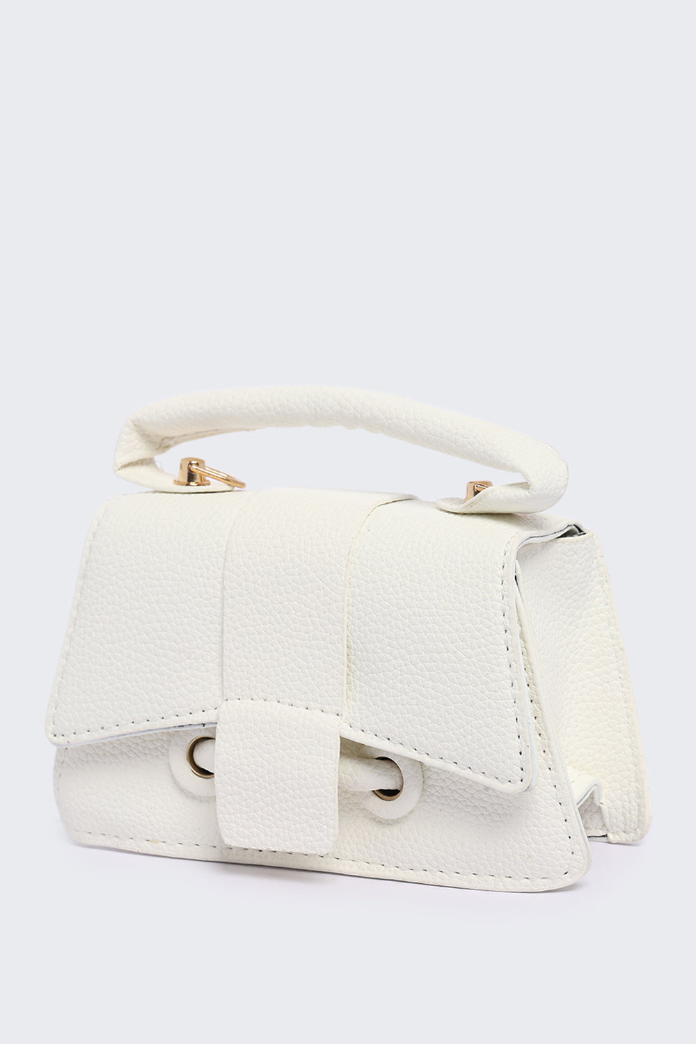 Minimal off White Textured Mini Handbag for Women - Image 7