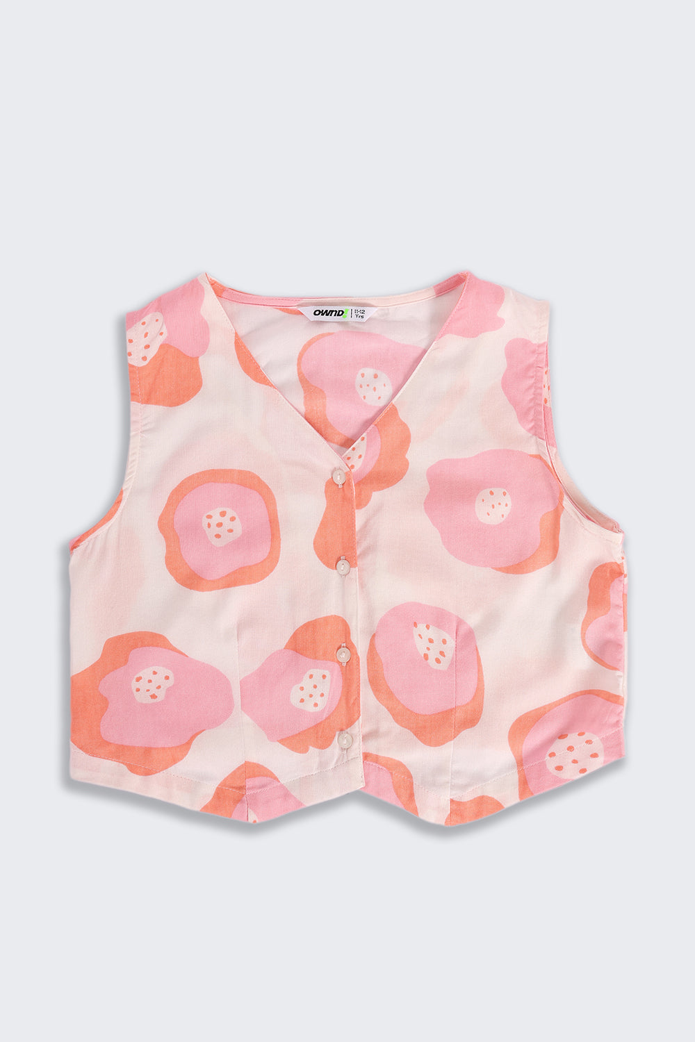 Coral All Over Printed Regular Fit Co-ord Set for Tweens Girls - Image 3