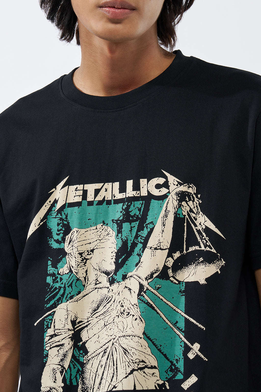 Black Graphic Printed Regular Fit T-Shirt for Men - Image 3