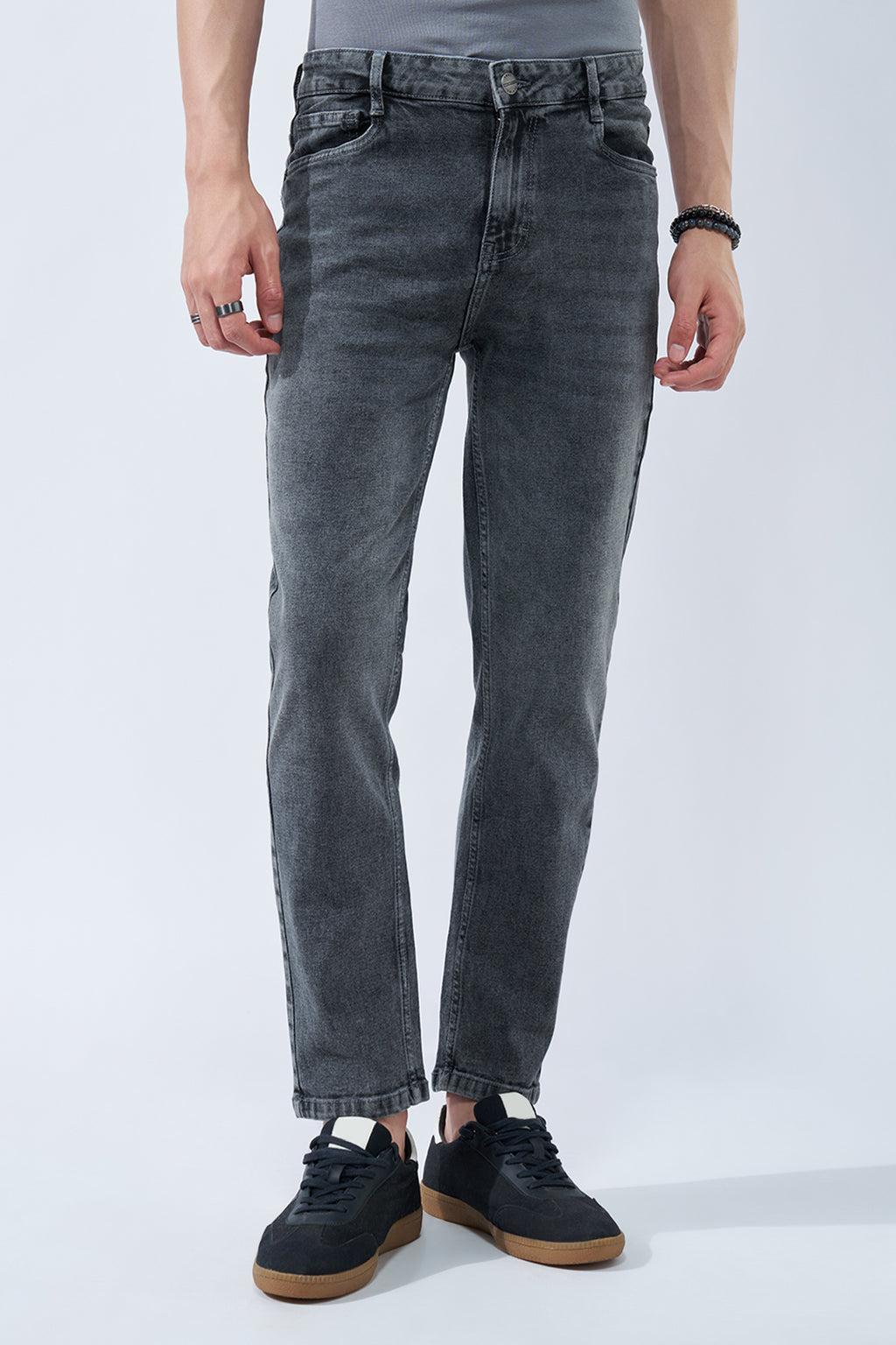Charcoal Washed Slim Fit Jeans For Men - Image 2