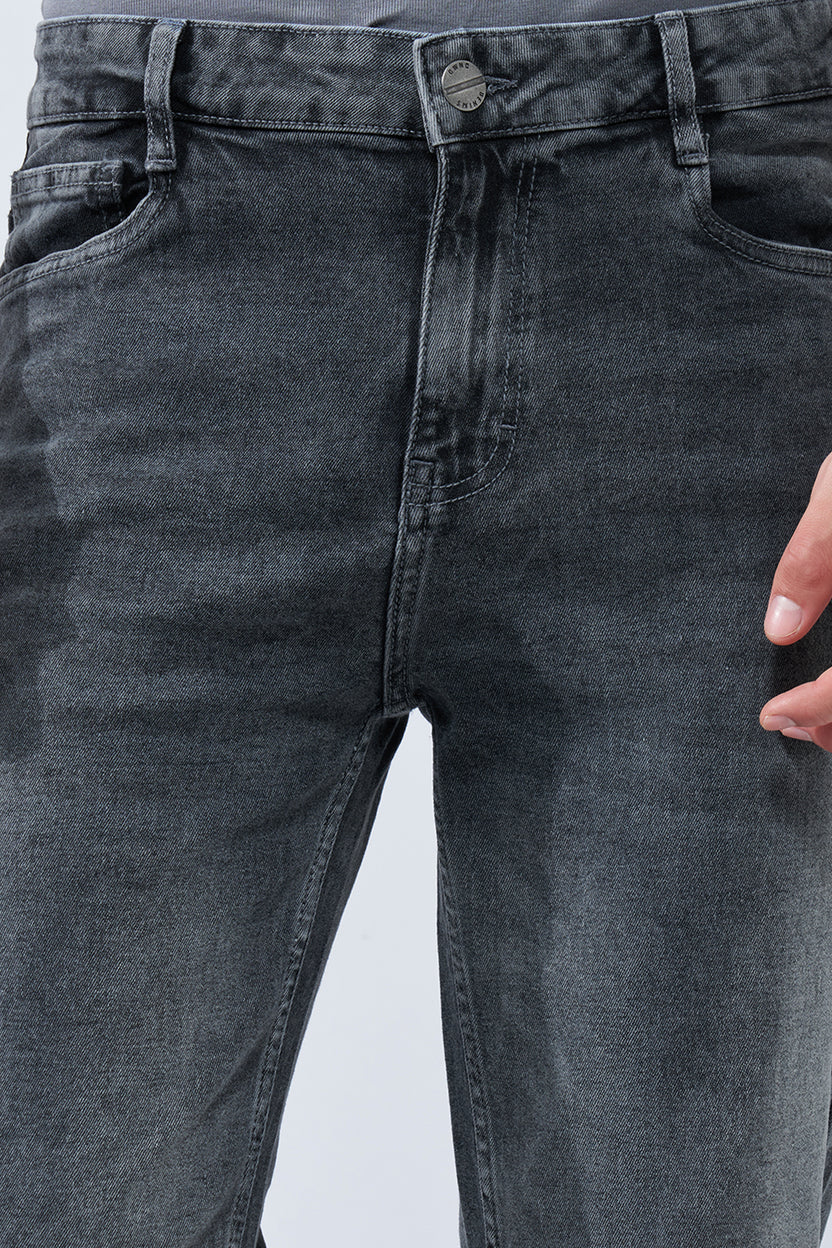 Charcoal Washed Slim Fit Jeans For Men - Image 7