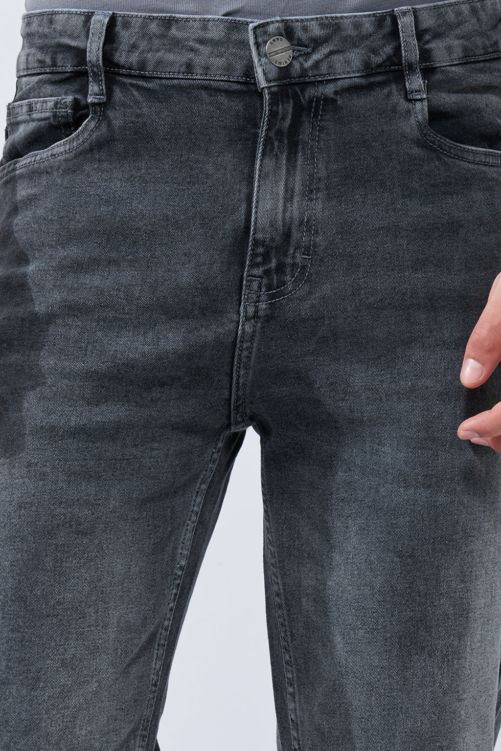 Charcoal Washed Slim Fit Jeans For Men - Image 7