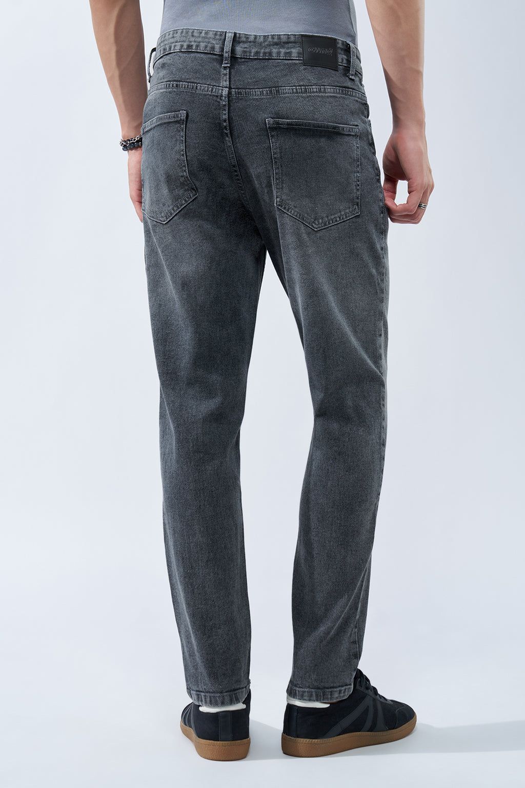 Charcoal Washed Slim Fit Jeans For Men - Image 5