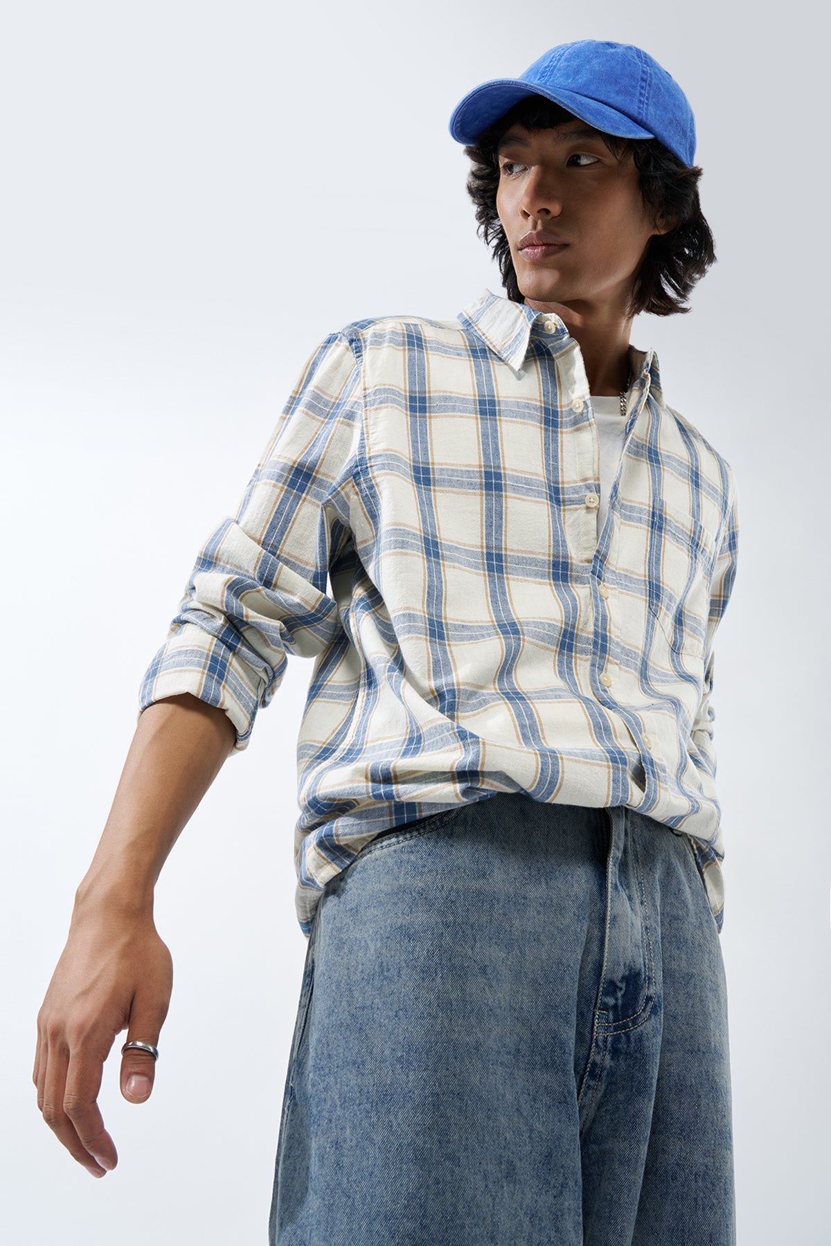 Blue Checked Regular Fit Shirt for Men - Image 1