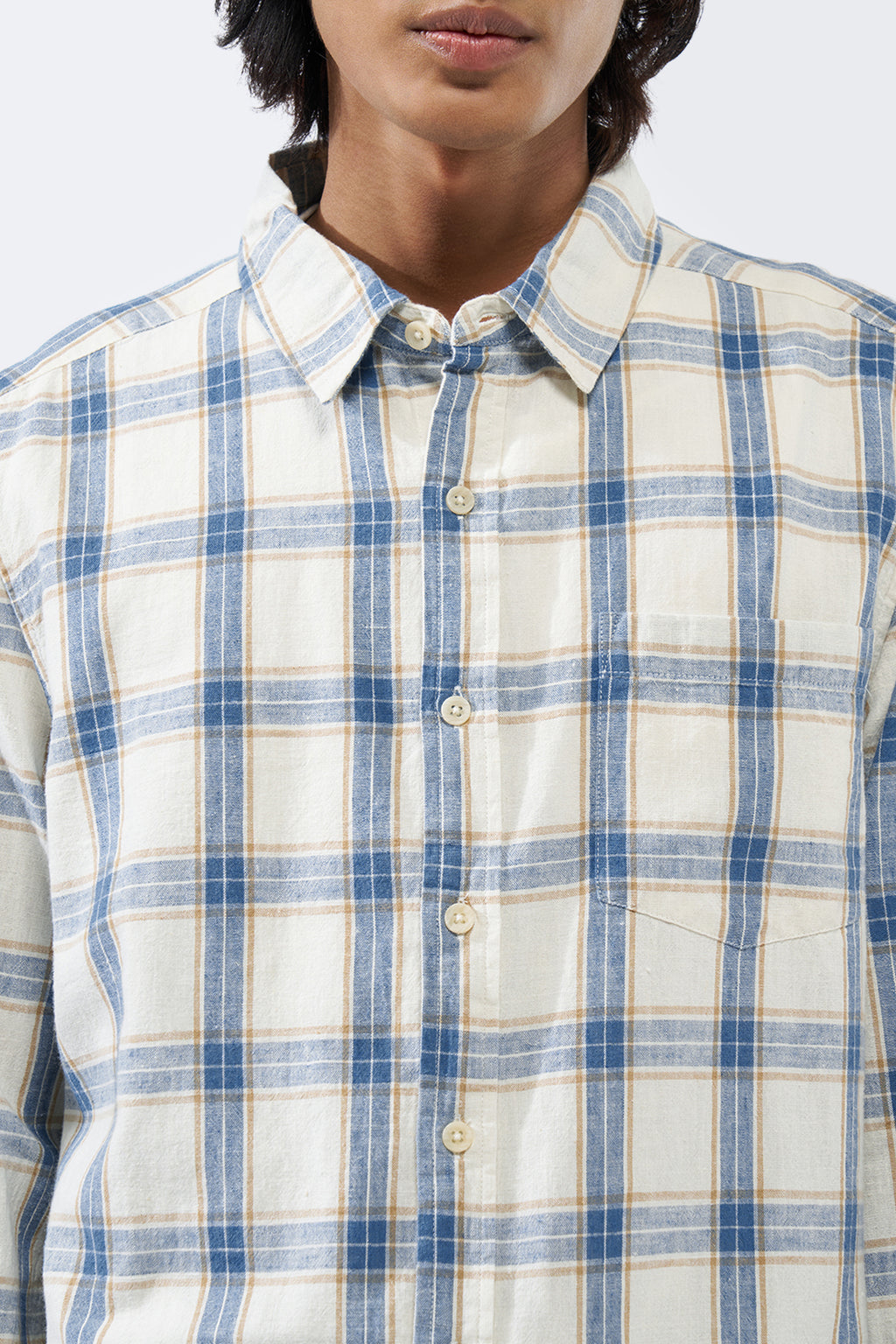 Blue Checked Regular Fit Shirt for Men - Image 3