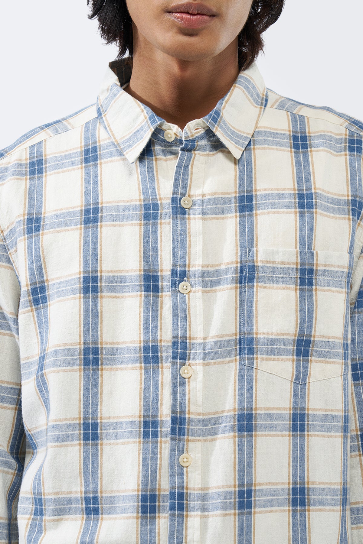 Blue Checked Regular Fit Shirt for Men - Image 3