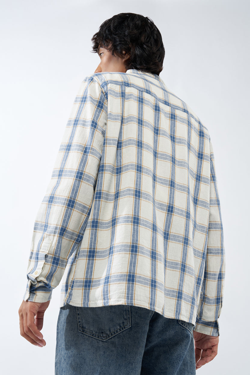 Blue Checked Regular Fit Shirt for Men - Image 5