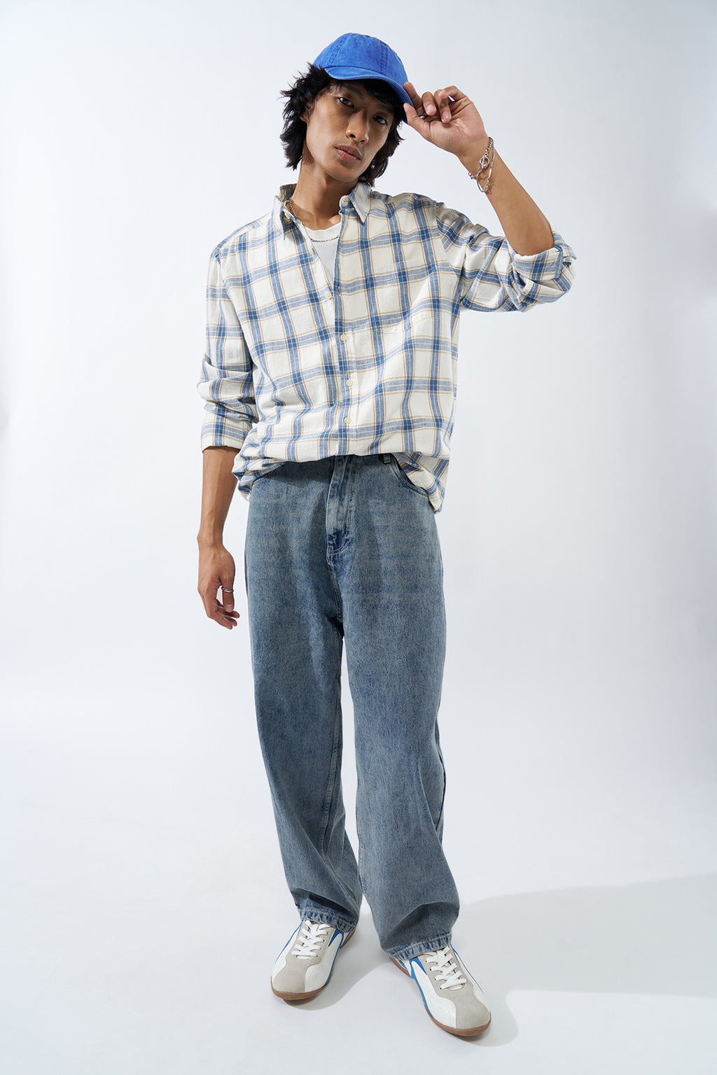 Blue Checked Regular Fit Shirt for Men - Image 6