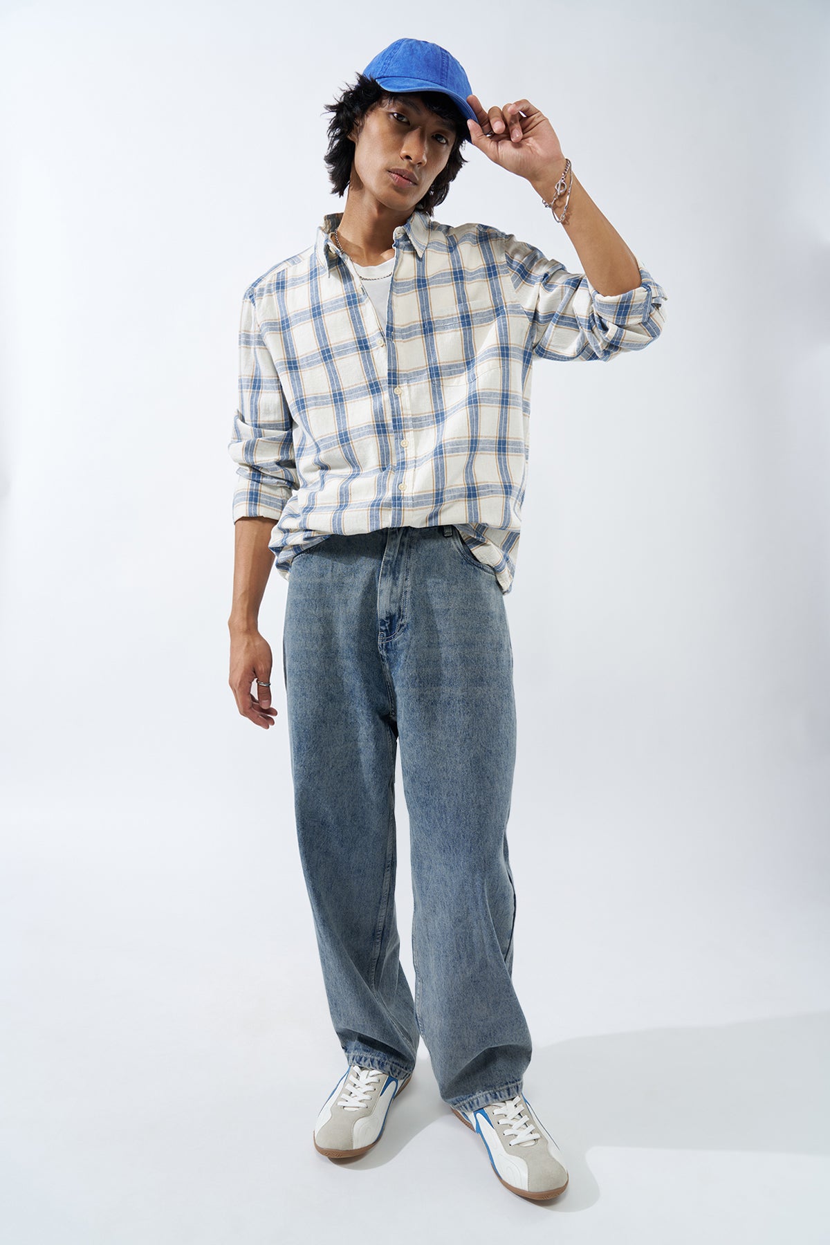 Blue Checked Regular Fit Shirt for Men - Image 6