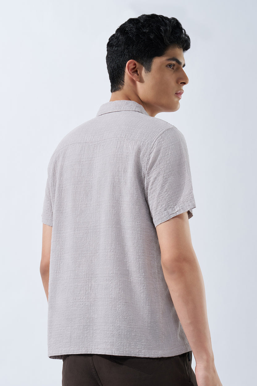 Beige Textured Cotton Shirt for Men - Image 5