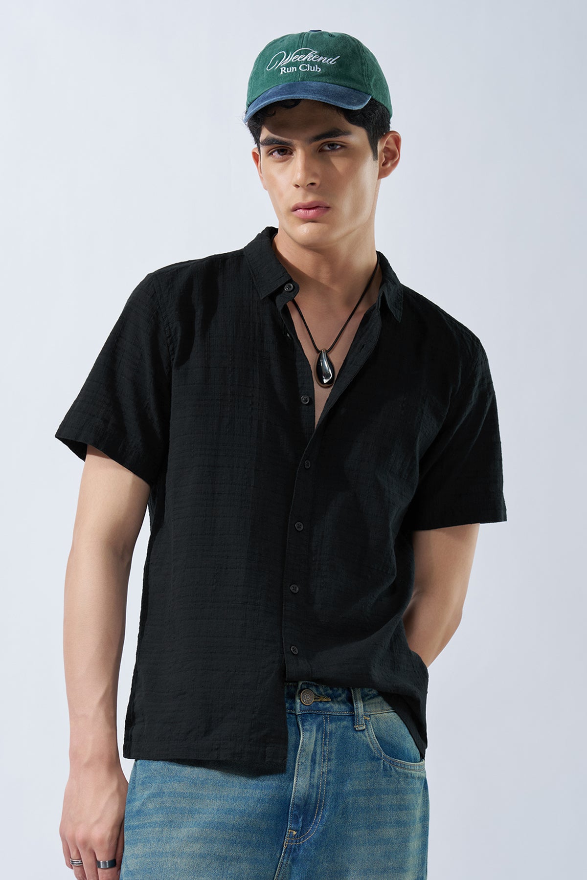 Black Textured Shirt for Men - Image 1