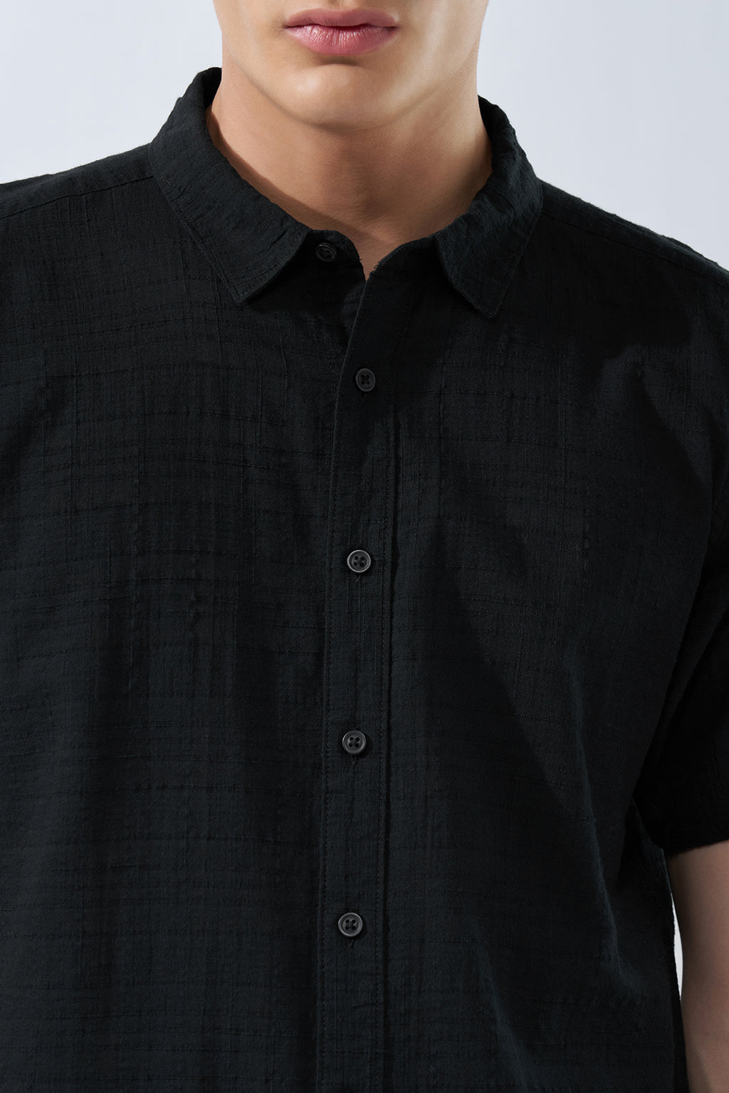 Black Textured Shirt for Men - Image 7