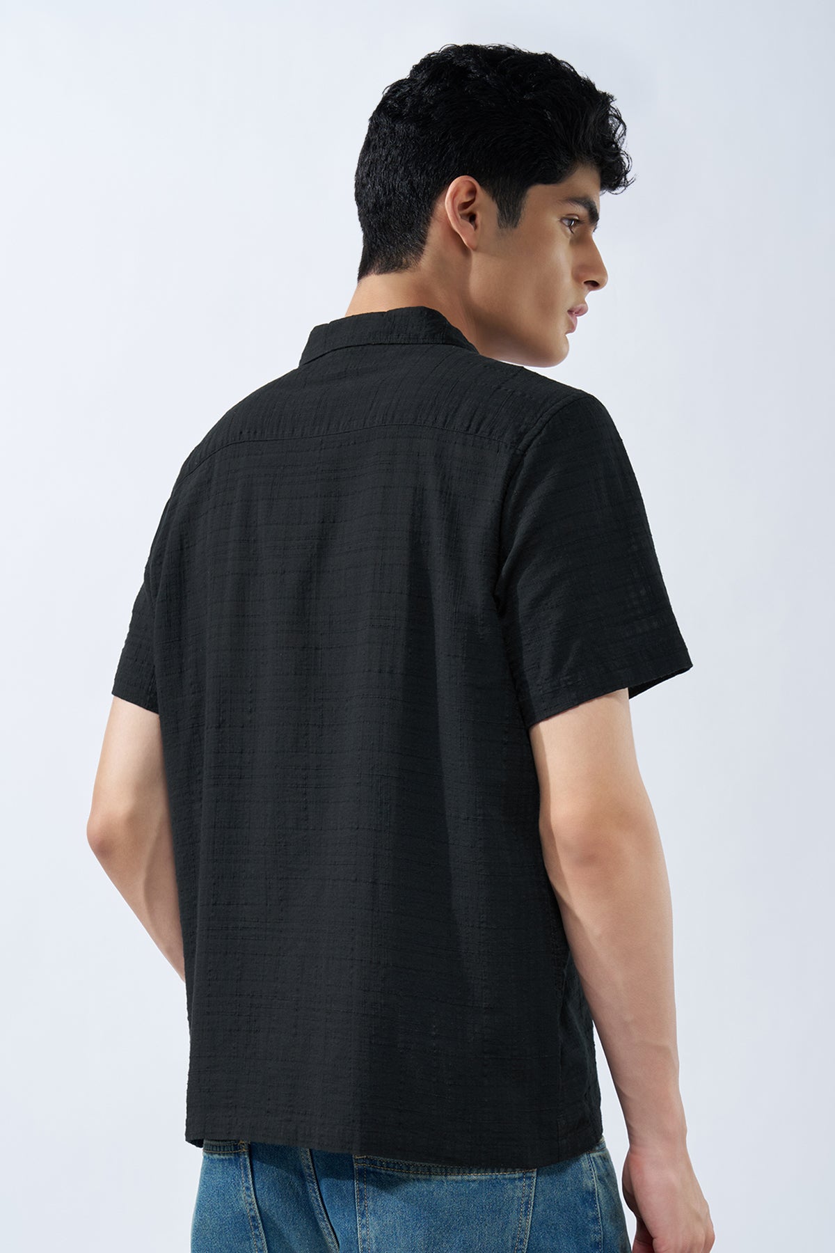 Black Textured Shirt for Men - Image 5