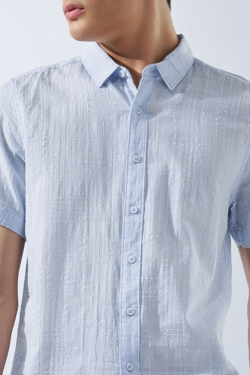 Light Blue Textured Shirt for Men - Image 7