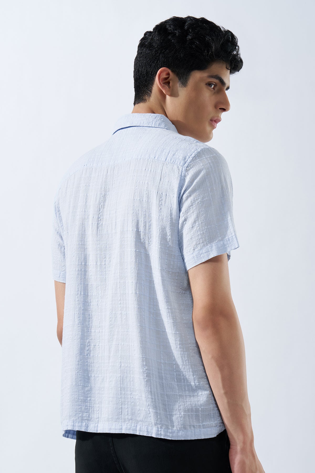 Light Blue Textured Shirt for Men - Image 5