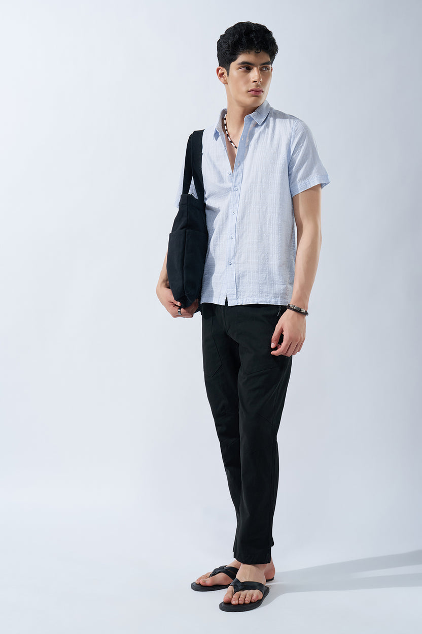 Light Blue Textured Shirt for Men - Image 6