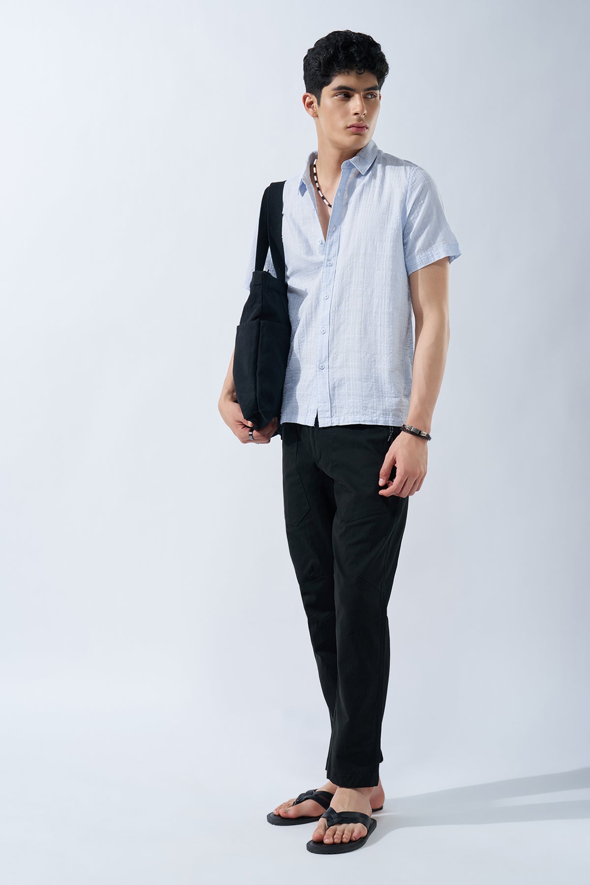 Light Blue Textured Shirt for Men - Image 6
