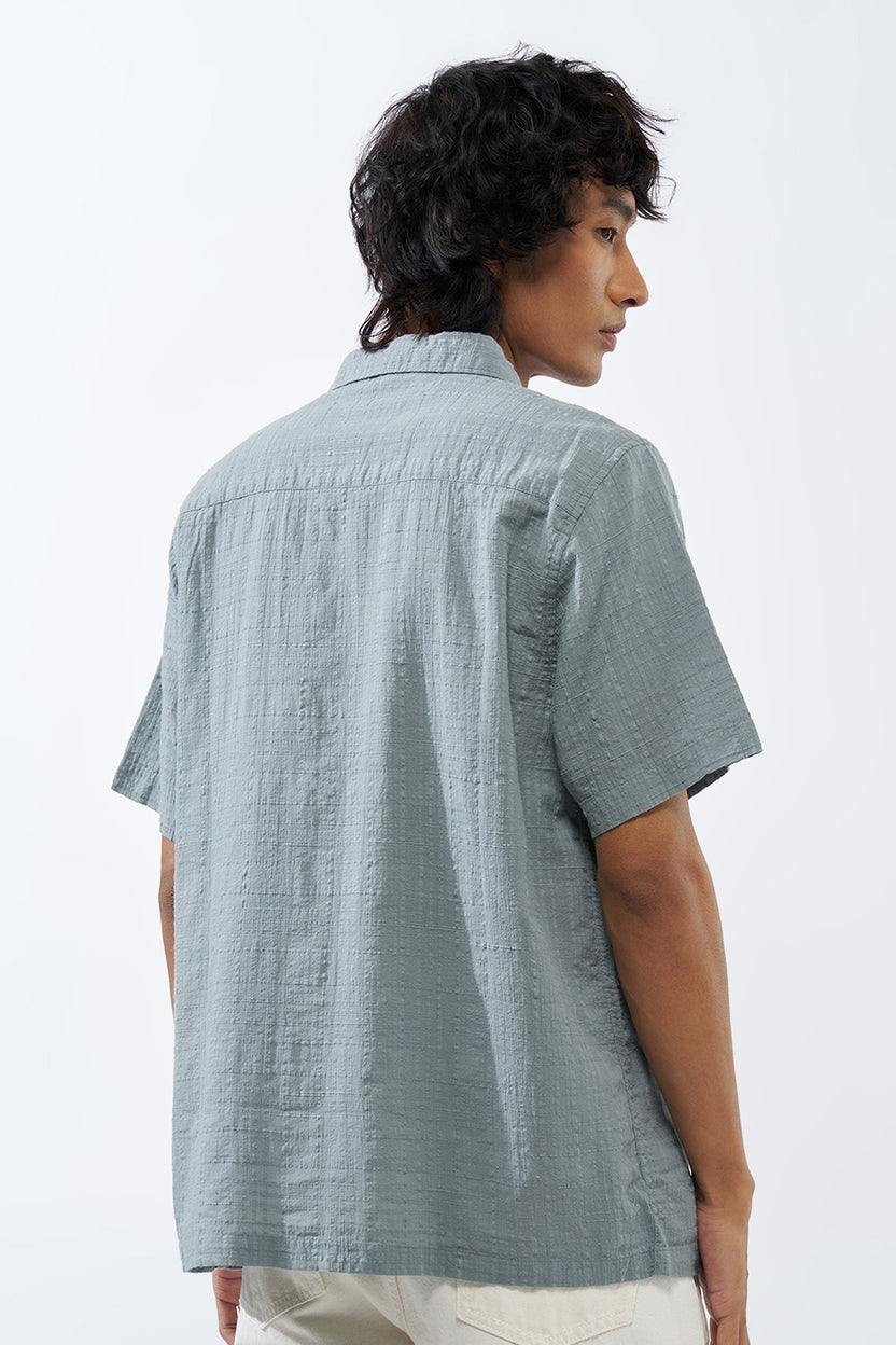 Grey Textured Regular Fit Shirt for Men - Image 5