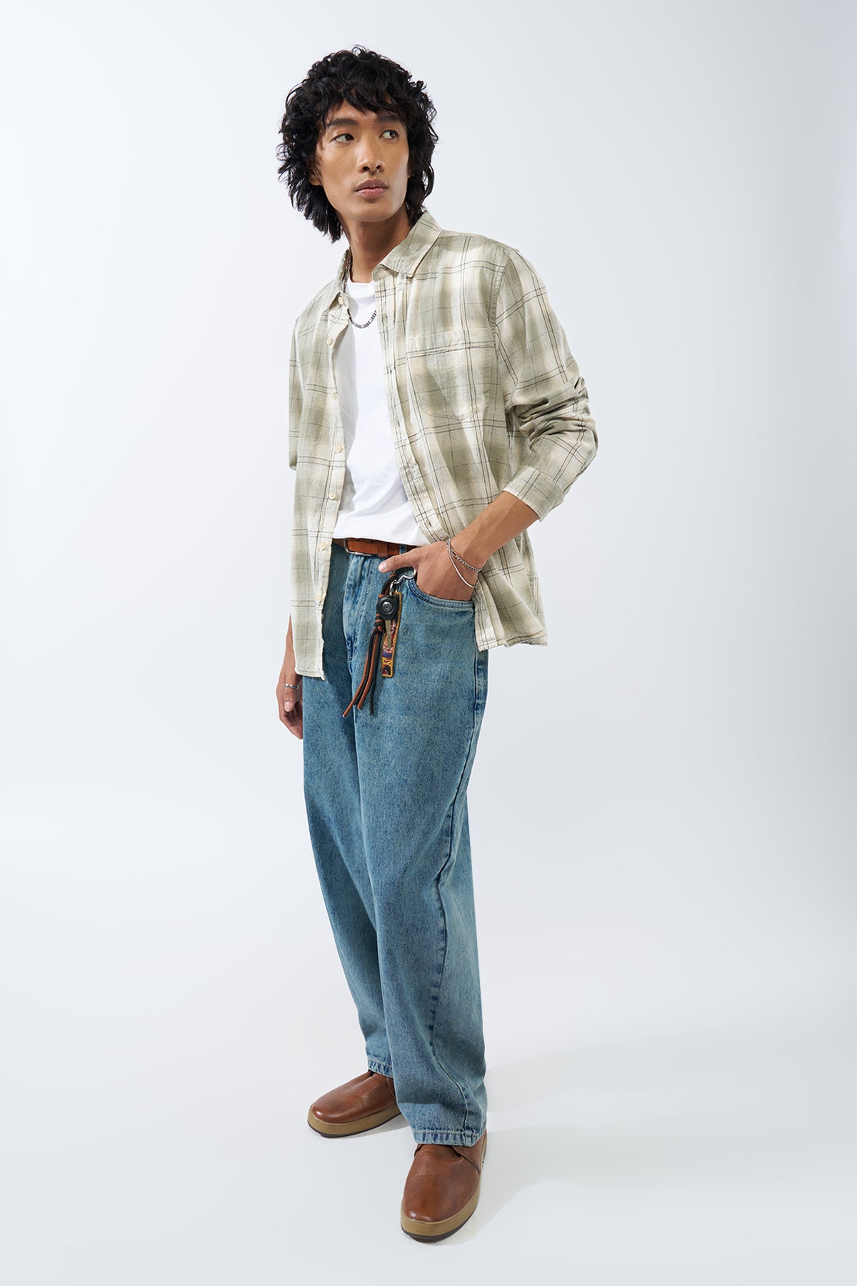 Green Checked Regular Fit Shirt for Men - Image 6