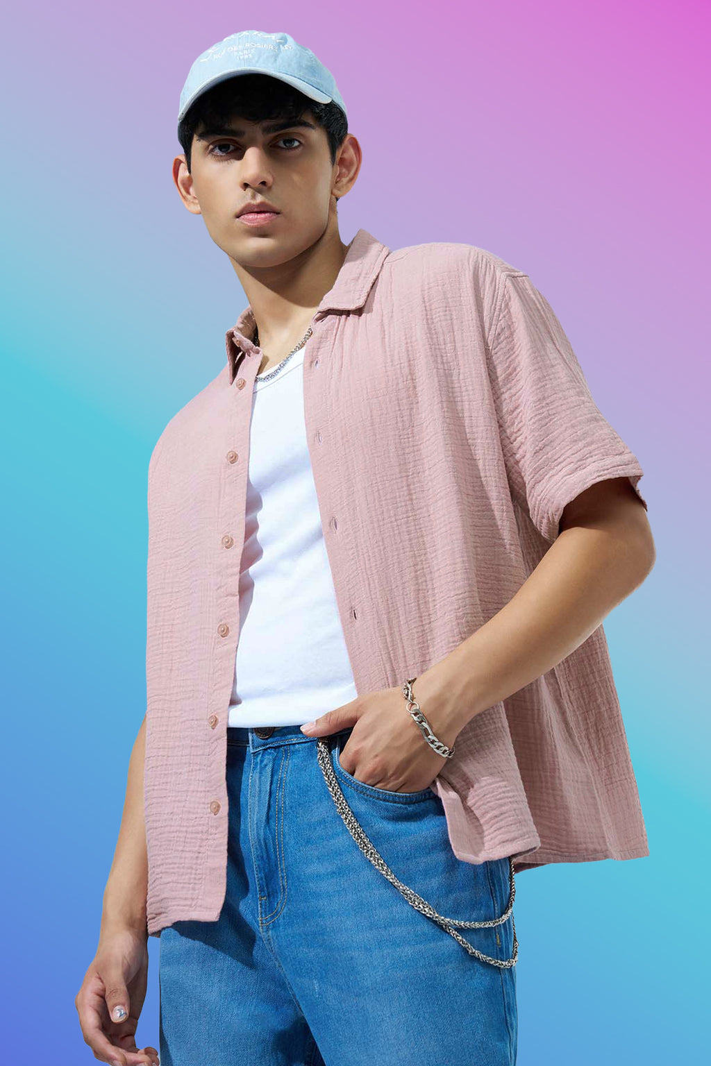 Pink Regular Fit Casual Shirt for Men - Image 1