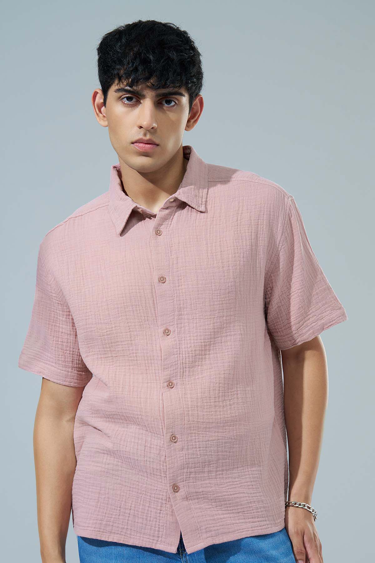 Pink Regular Fit Casual Shirt for Men - Image 2