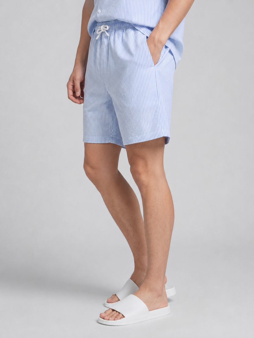 Blue Regular Fit Shorts For Men - Image 3