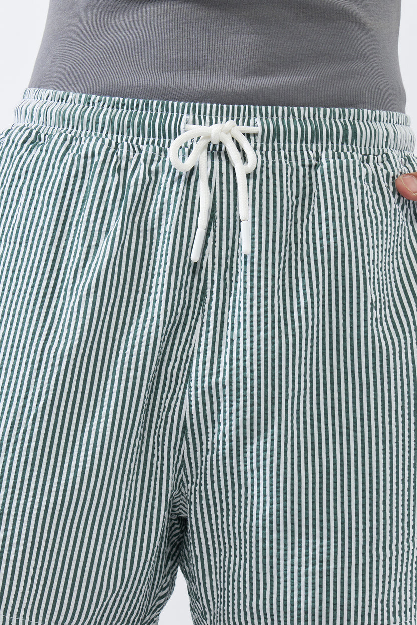 Green Striped Regular Fit Shorts - Image 3