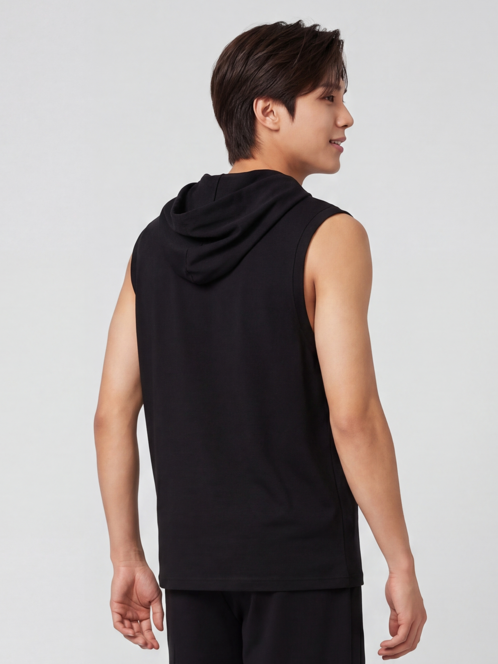 Black Relaxed Fit Hooded T-Shirt for Men - Image 5